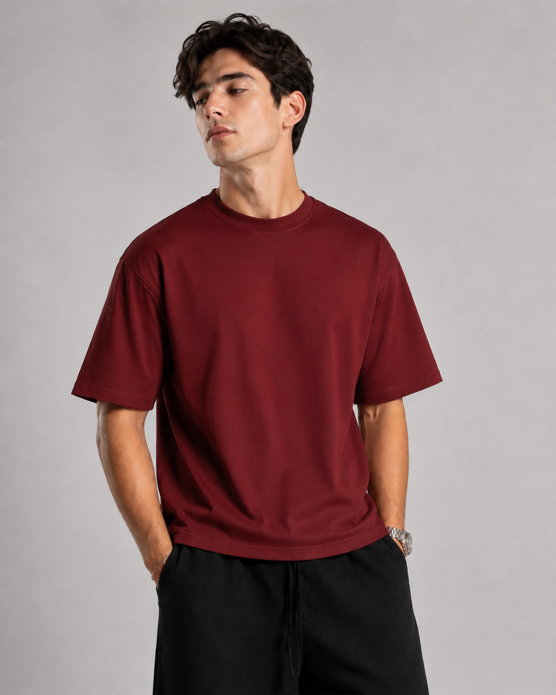Boxy fit T-shirt maroon