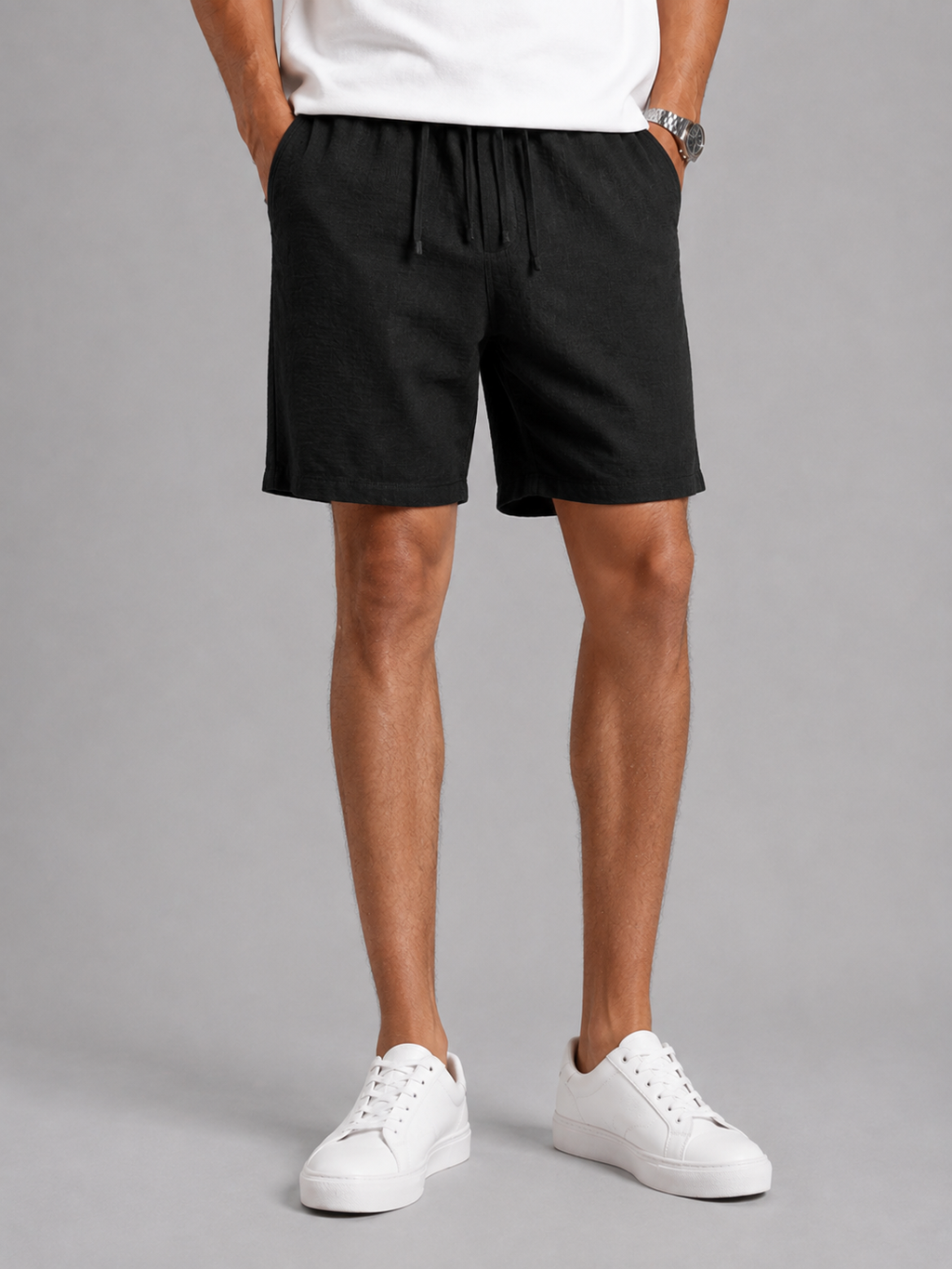 Linen short black