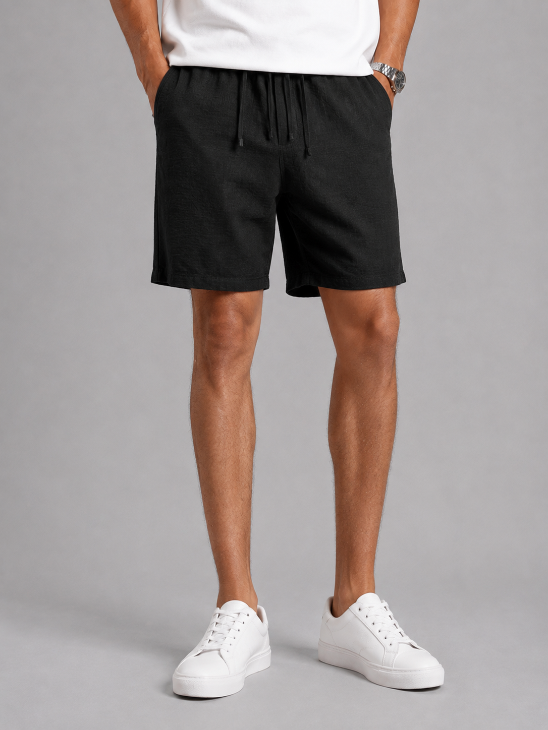 Linen short black