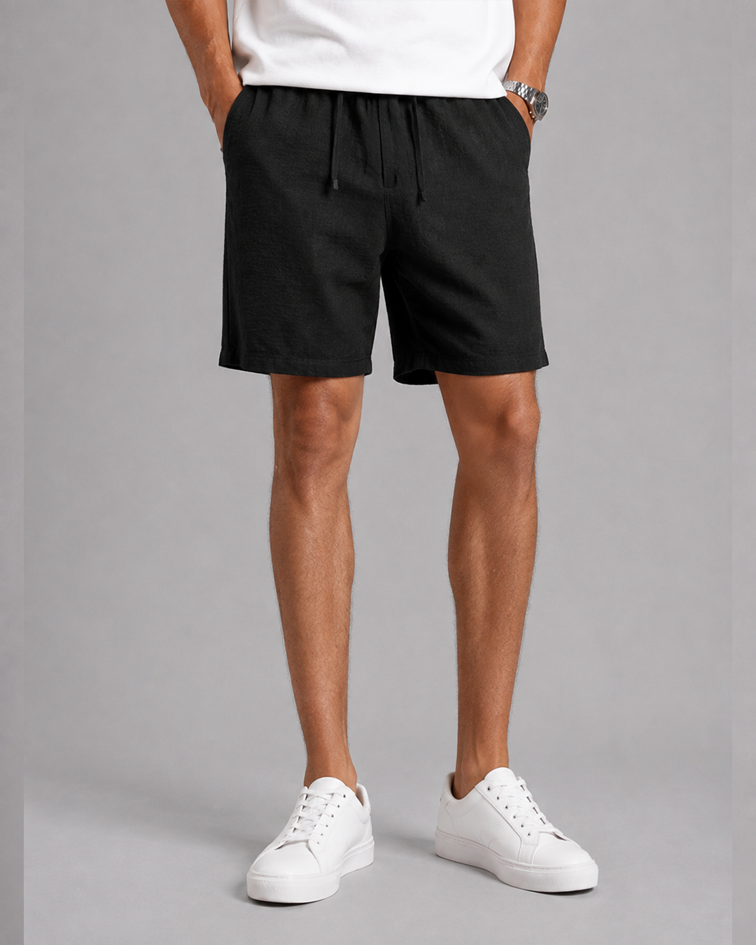Linen short black