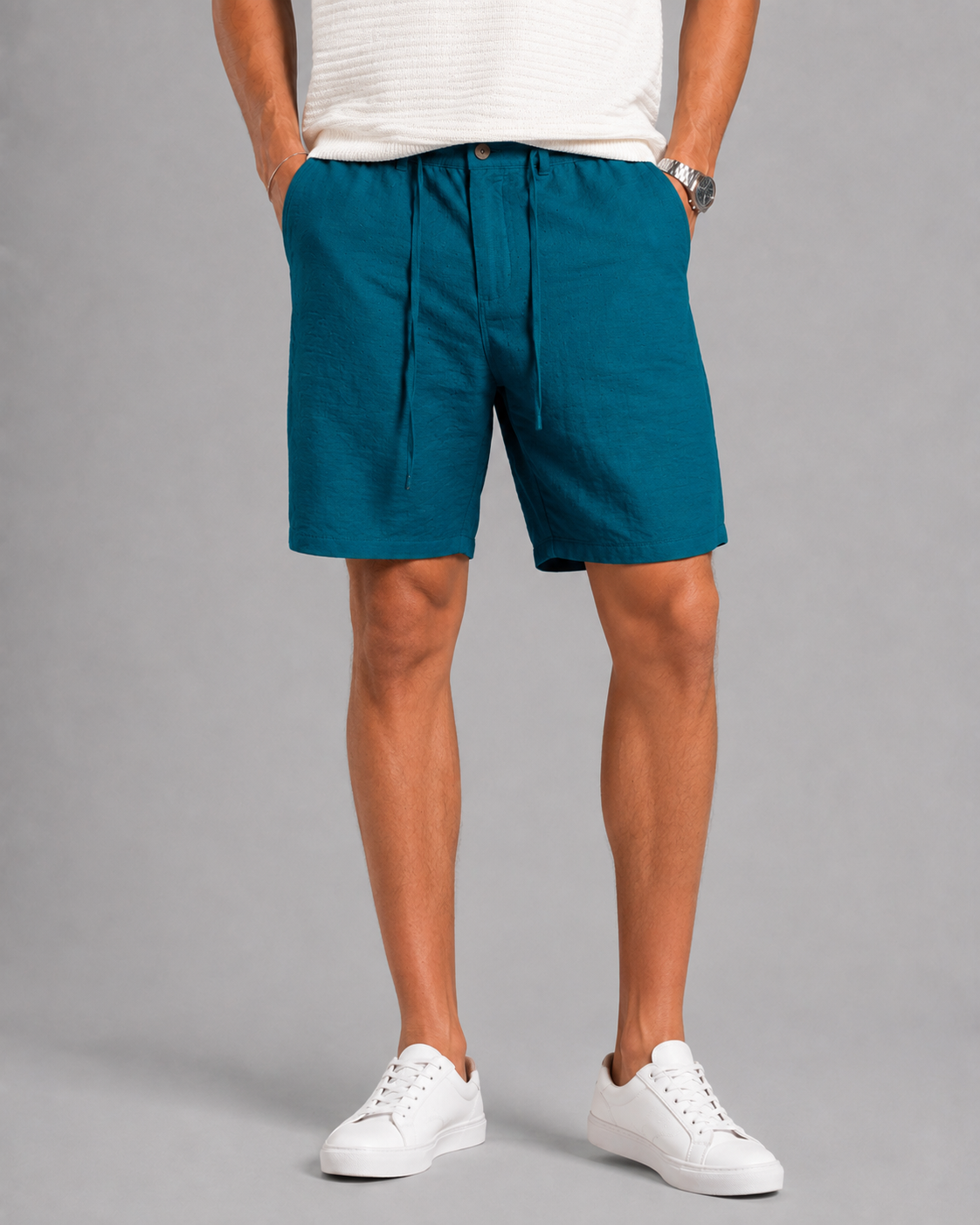 Linen short deep teal