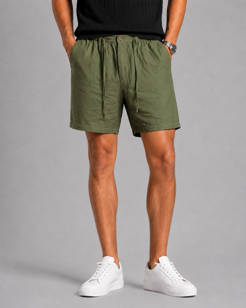Linen short green