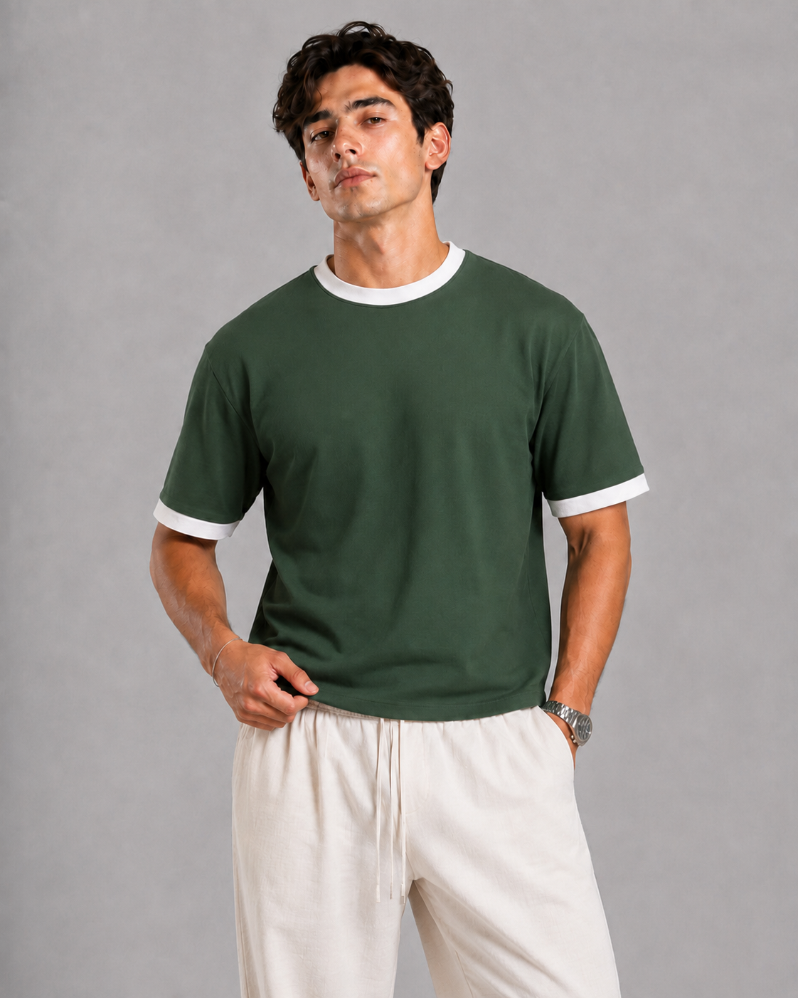 Ringer shirt pine green