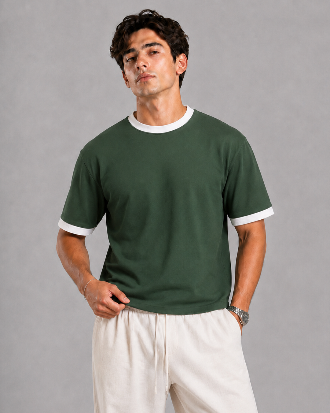 Ringer shirt pine green